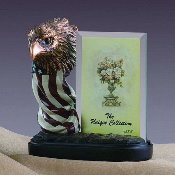 Eagle Head and Flag Picture Frame Statue Photo Awards Display